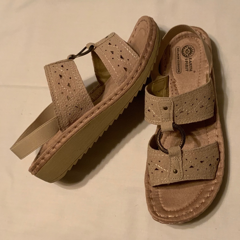 EARTH SPIRIT Gelron Cushion Beige Slingback Comfort Sandals (9) New!
